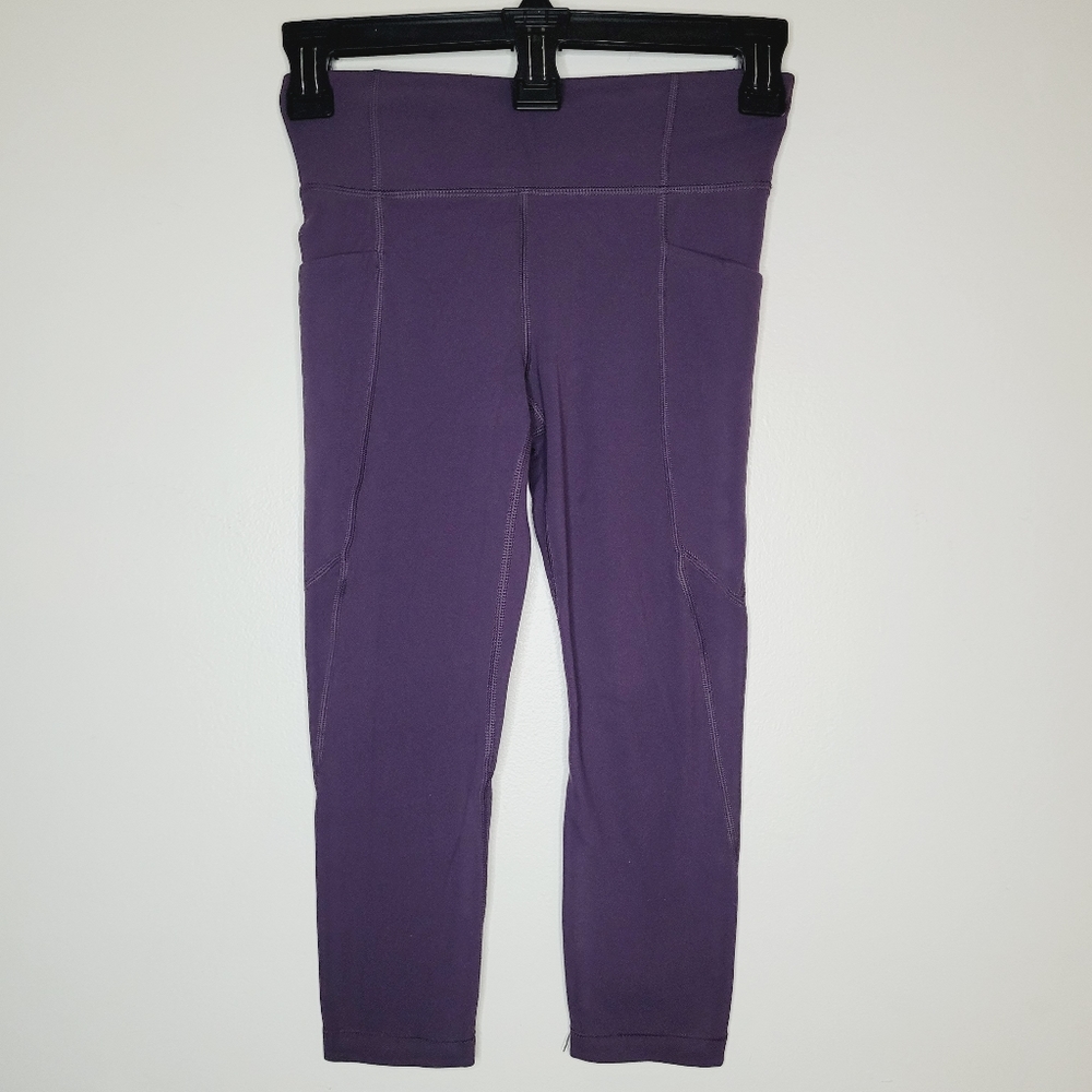 Athleta Girl Stash Your Treasure Tights Purple Medium 8 to 10 Capri High Waist